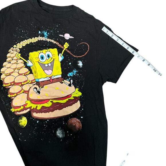 Nickelodeon Spnongebob Squarepants T-Shirt Medium Flying Burgers Black - Picture 5 of 5